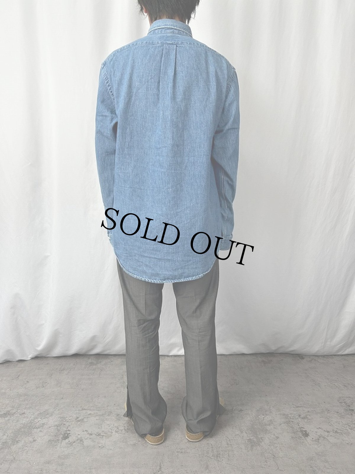 画像3: 90's Ralph Lauren USA製 ボタンダウン デニムシャツジャケット L (3)