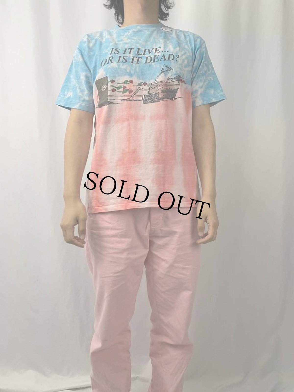 画像2: 90's GRATEFUL DEAD USA製 "IS IT LIVE... OR IS IT DEAD ?" パロディプリント ロックバンド タイダイTシャツ L (2)