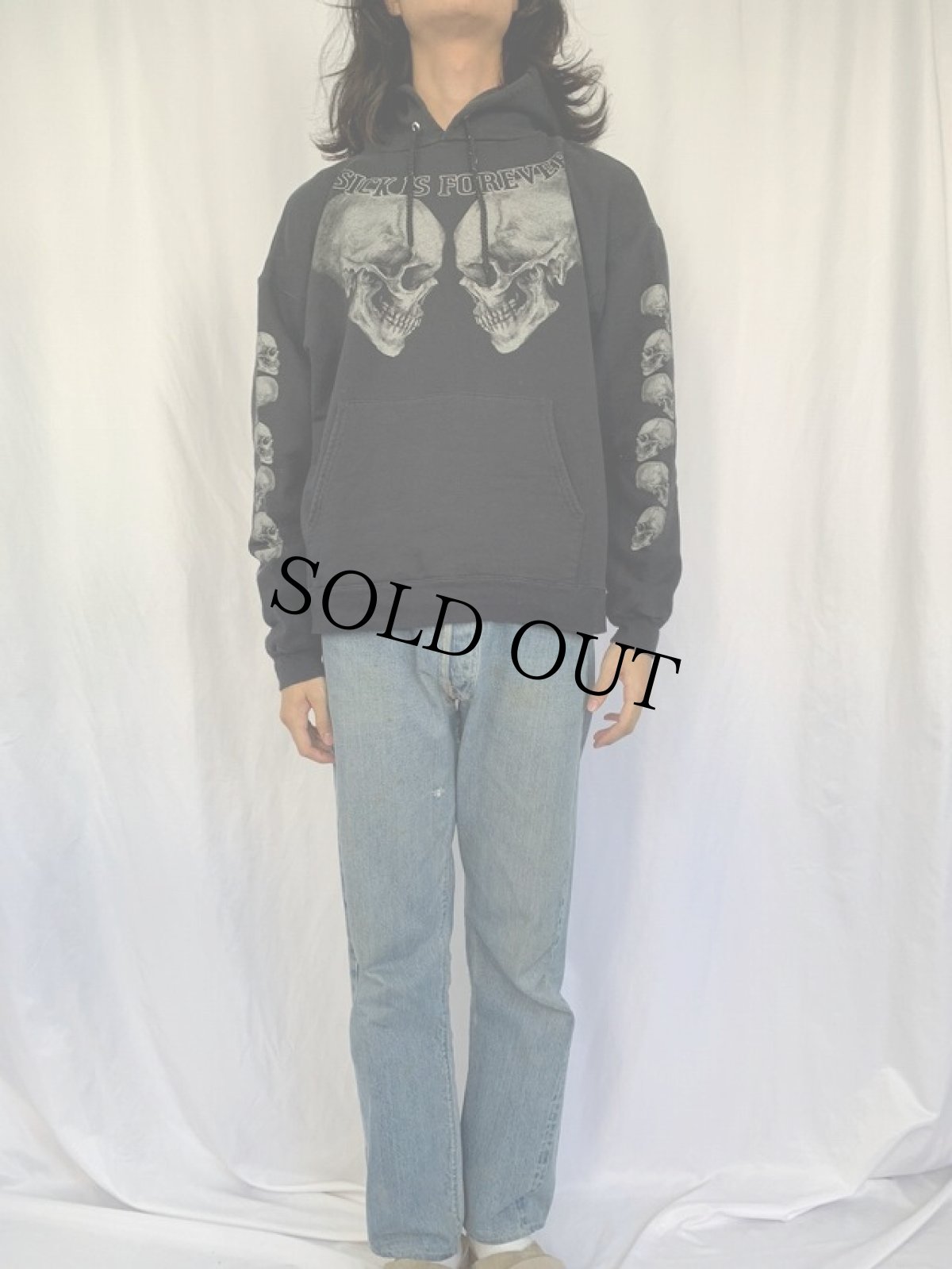 画像3: SICK BOY MOTORCYCLES "SICK IS FOREVER" スカルプリント スウェットフーディー L (3)