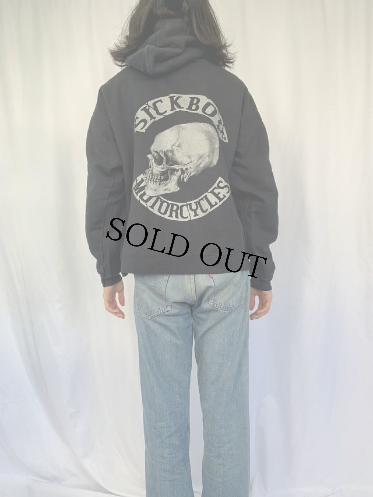 画像5: SICK BOY MOTORCYCLES "SICK IS FOREVER" スカルプリント スウェットフーディー L (5)