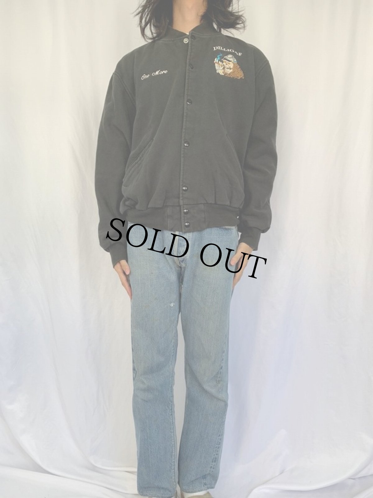 画像3: 90's GAME Sportswear,Ltd USA製 スカル刺繍 スウェットスタジャン L (3)