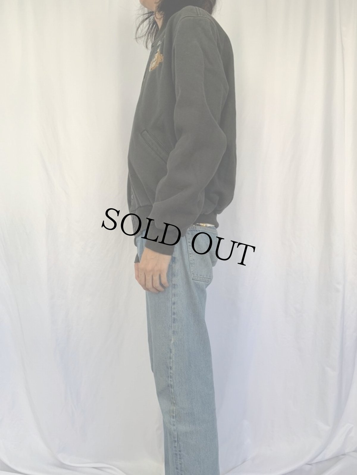 画像4: 90's GAME Sportswear,Ltd USA製 スカル刺繍 スウェットスタジャン L (4)