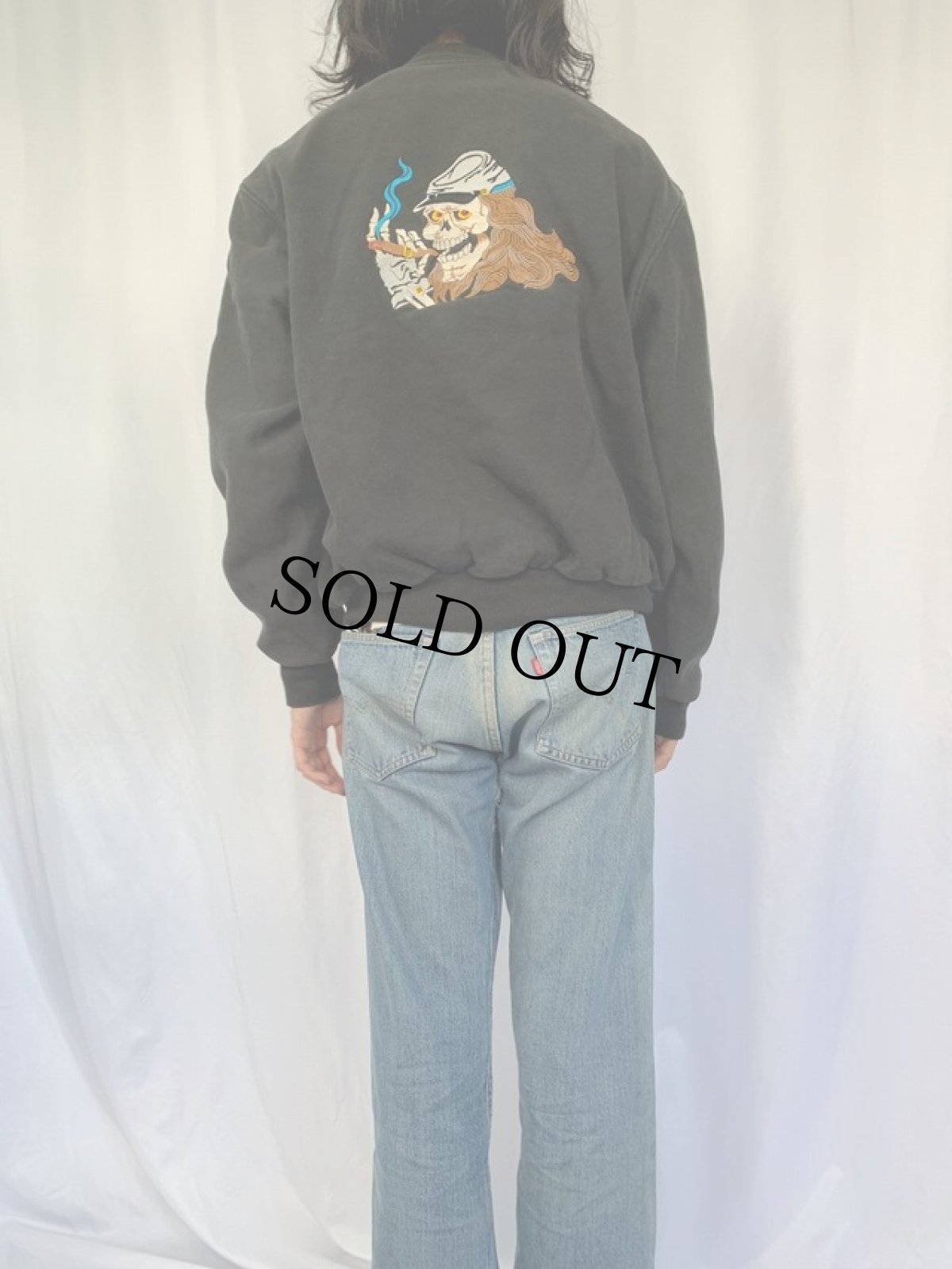 画像5: 90's GAME Sportswear,Ltd USA製 スカル刺繍 スウェットスタジャン L (5)