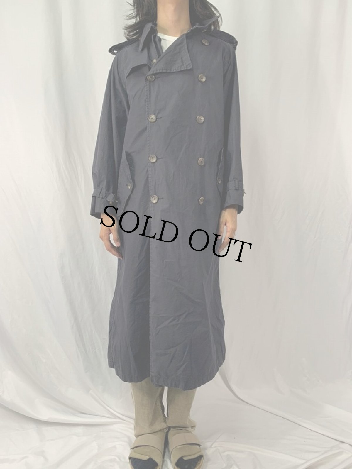 画像2: 90's Ralph Lauren コットントレンチコート S BLACK (2)