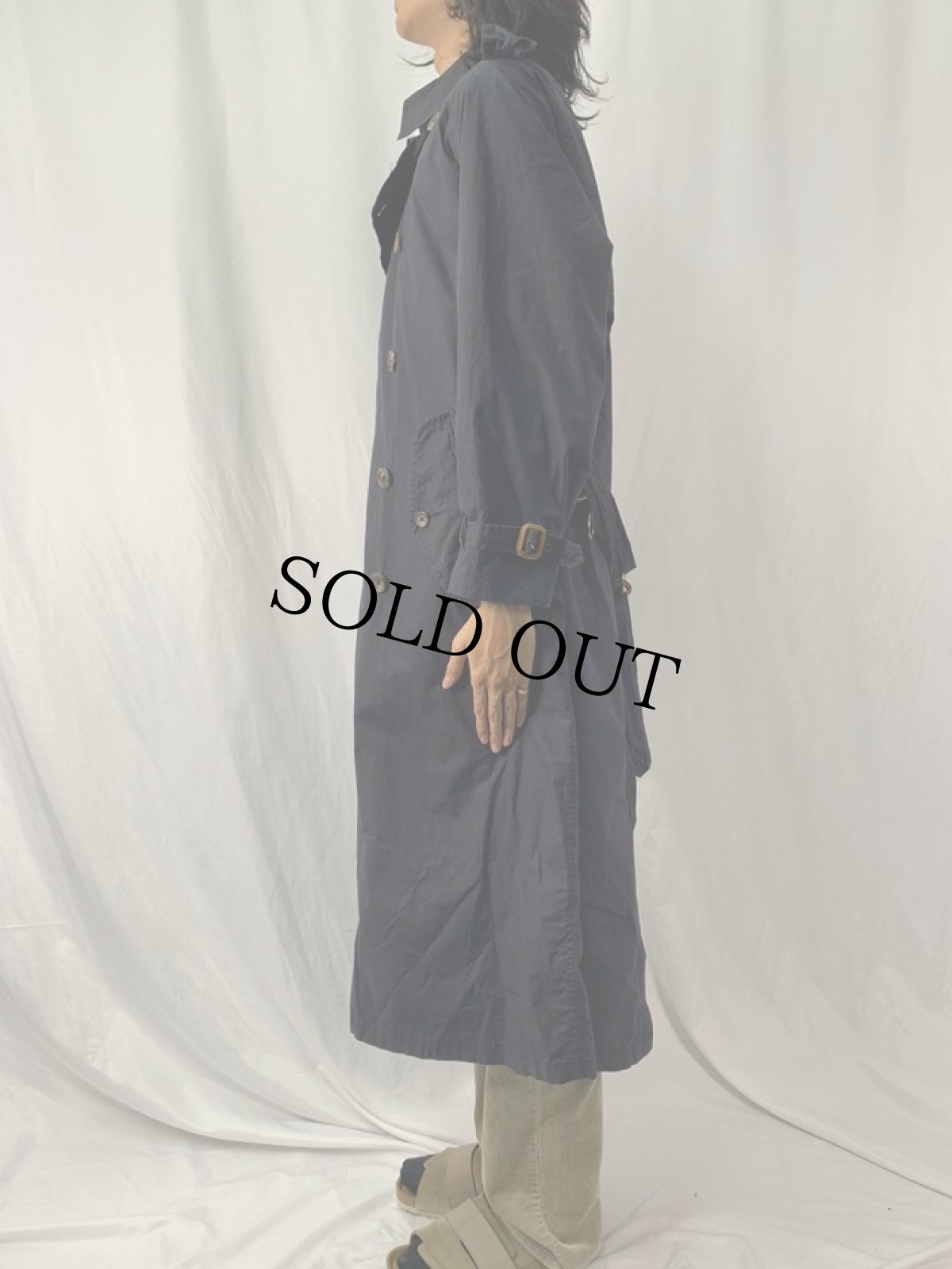 画像3: 90's Ralph Lauren コットントレンチコート S BLACK (3)