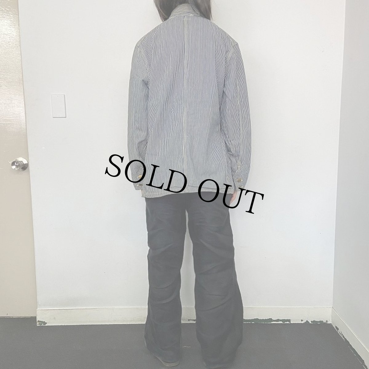 画像4: 40's Lee 98-J ロングL ヒッコリーストライプカバーオール size44 (4)