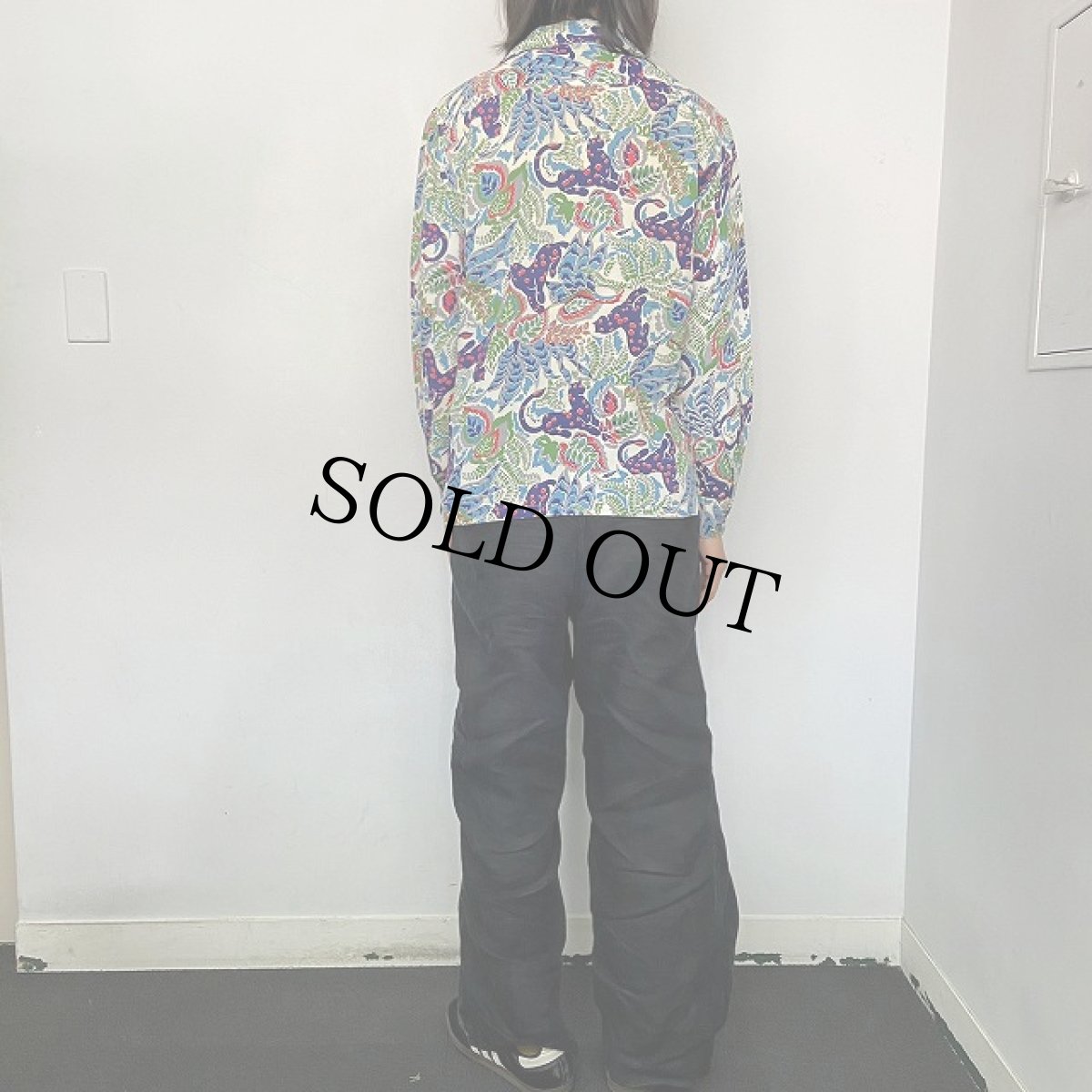 画像4: 40's Artvogue Rayon L/S Hawaiian shirts M (4)