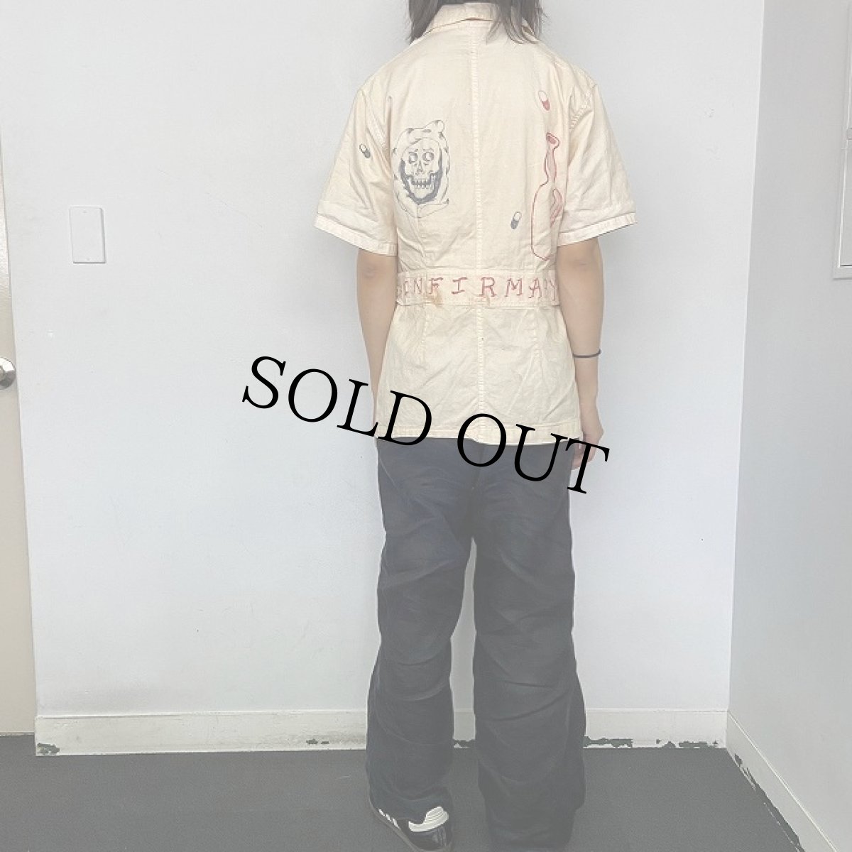 画像5: 60's ''INFIRMARY'' Hand painted Memorial S/S Jacket L (5)