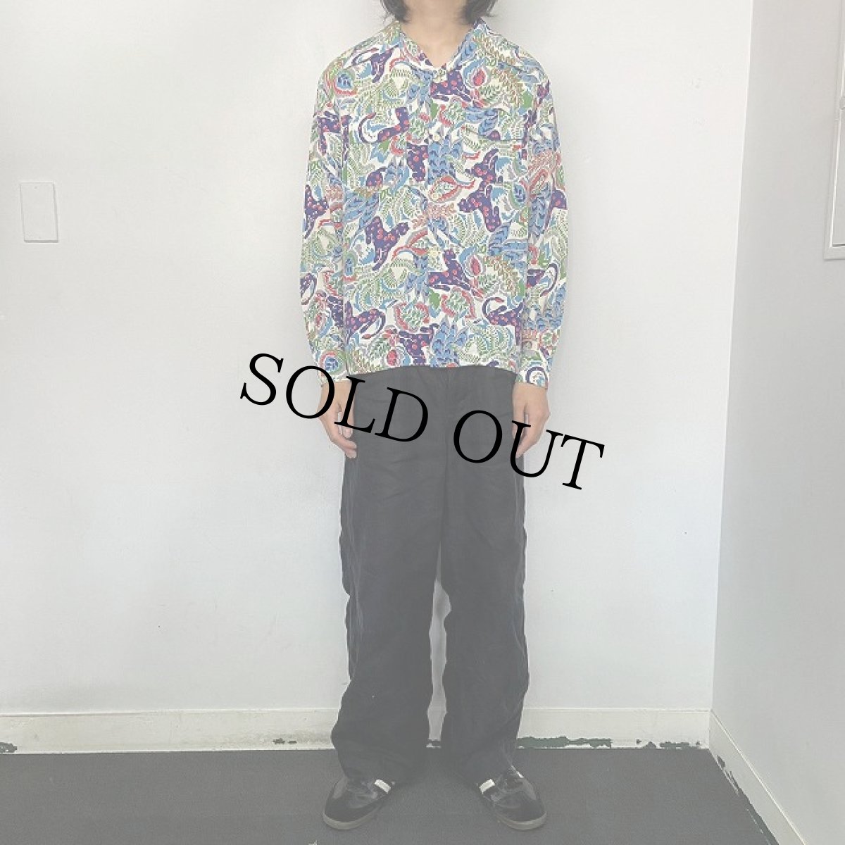 画像2: 40's Artvogue Rayon L/S Hawaiian shirts M (2)