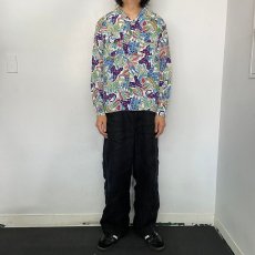 画像2: 40's Artvogue Rayon L/S Hawaiian shirts M (2)