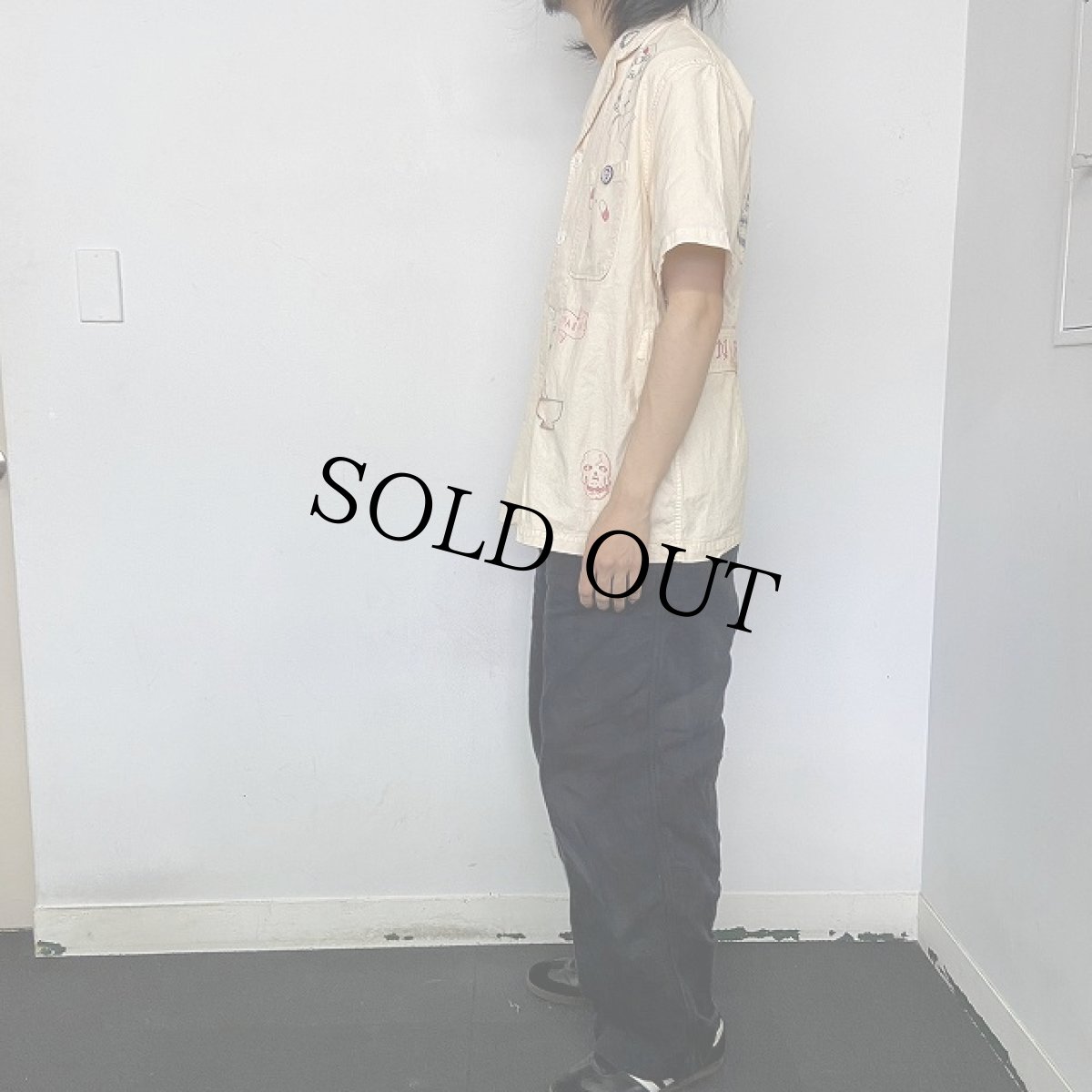 画像4: 60's ''INFIRMARY'' Hand painted Memorial S/S Jacket L (4)