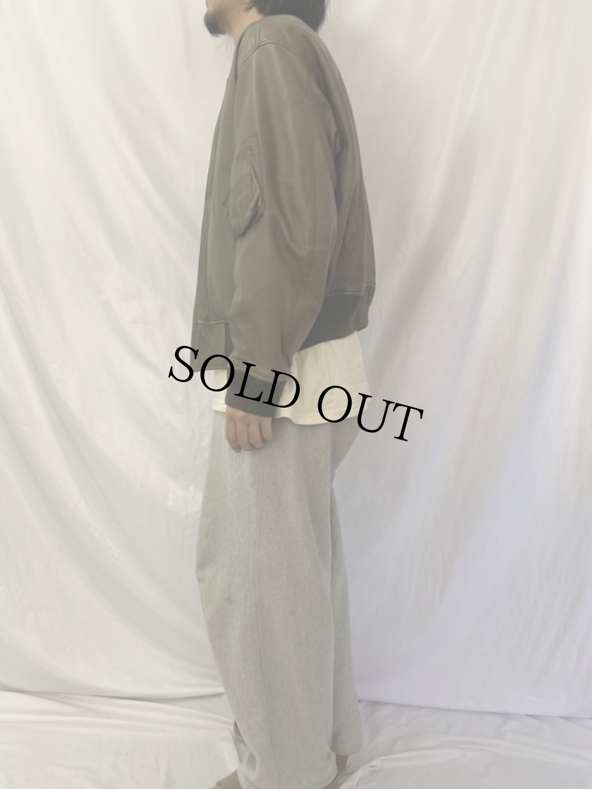 画像3: POLO Ralph Lauren "MA-1 TYPE" レザージャケット M (3)