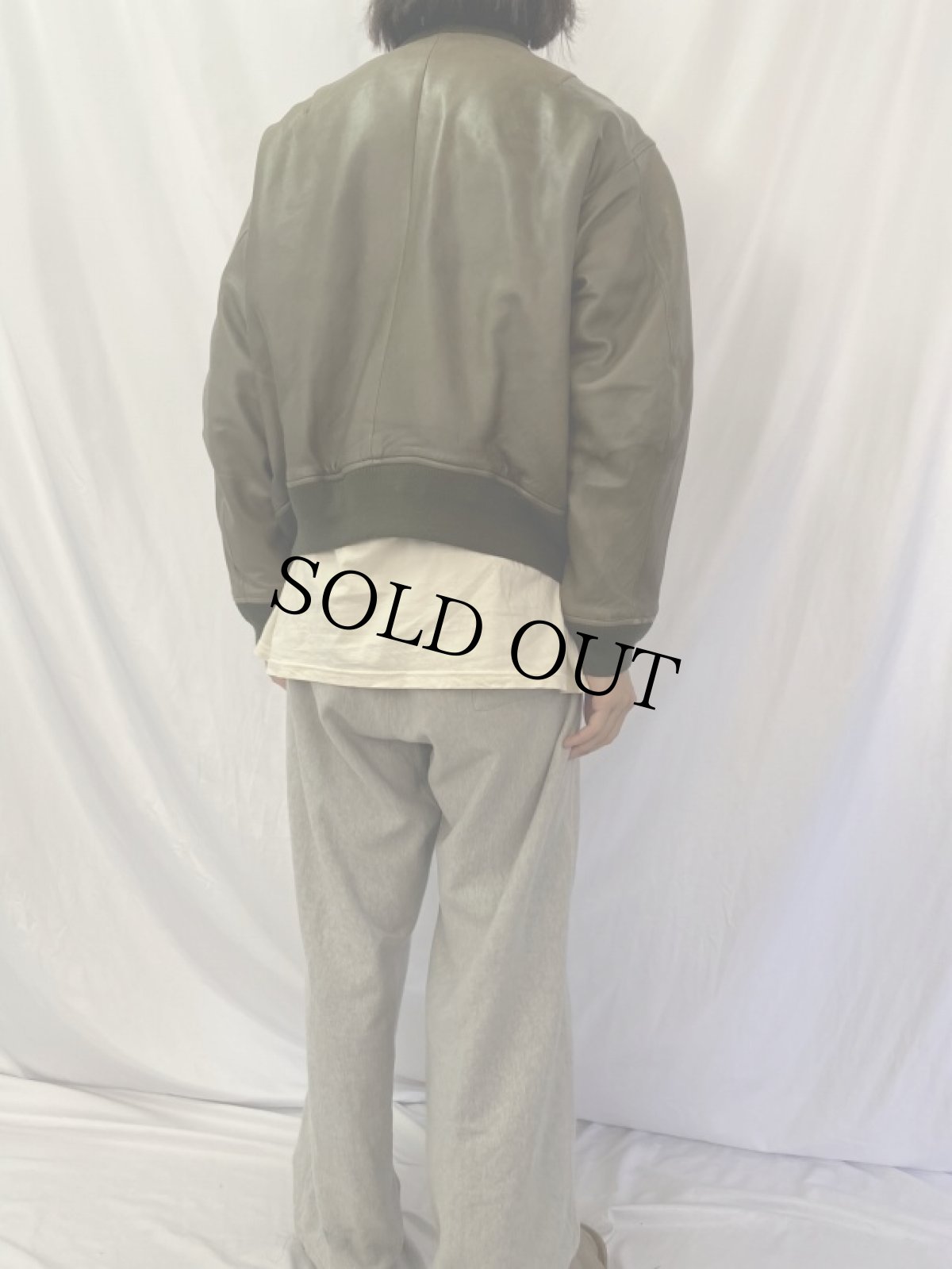 画像4: POLO Ralph Lauren "MA-1 TYPE" レザージャケット M (4)