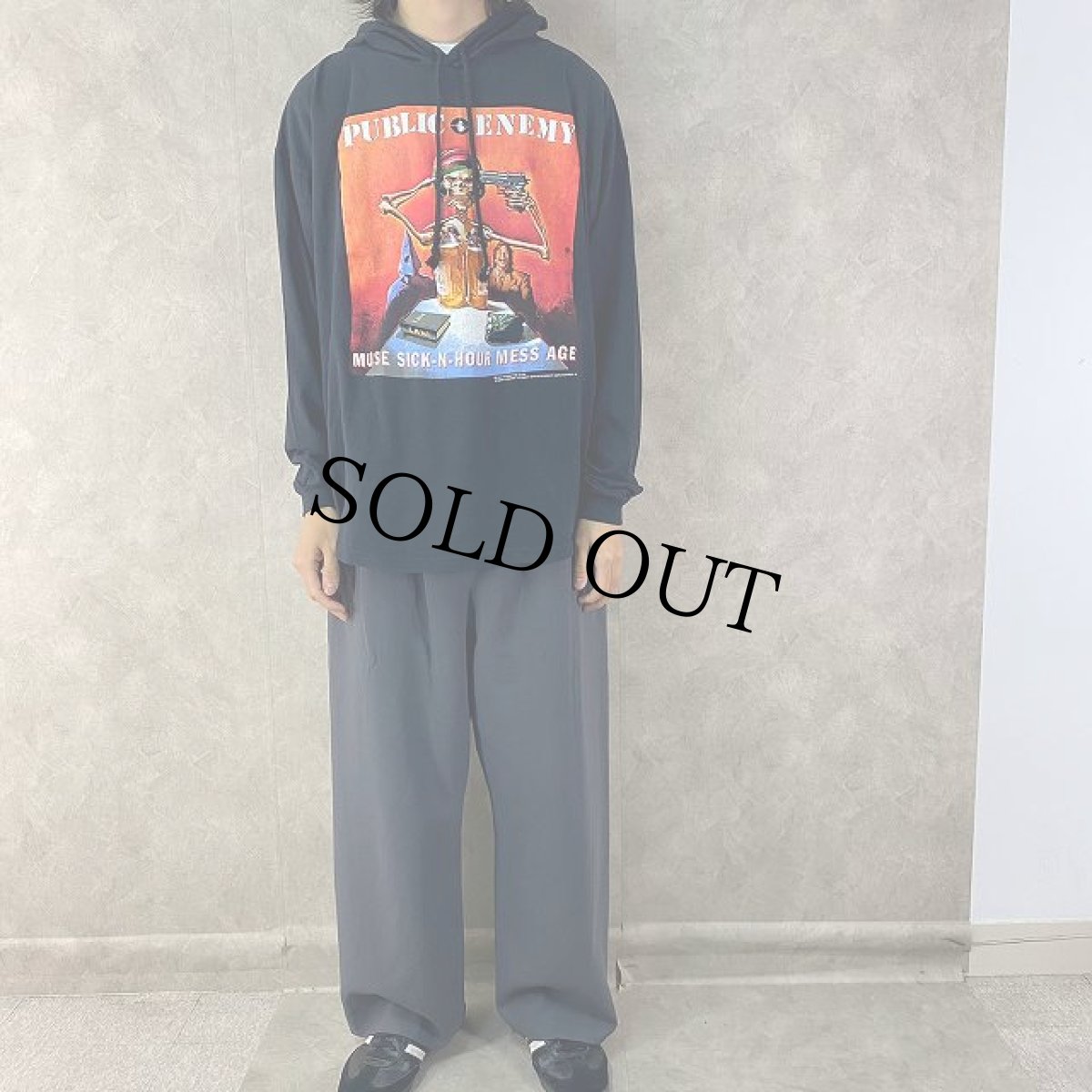画像2: 90's PUBLIC ENEMY "MUSE SICK-N-HOUR MESS AGE" ヒップホップTパーカ (2)