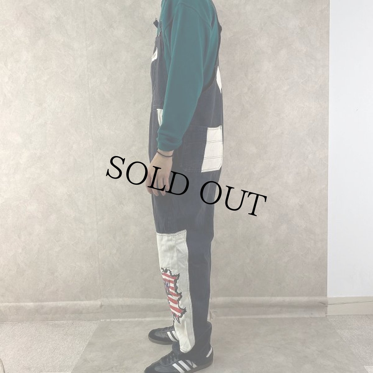 画像4: MASTIK WORLDWIDE USA製 ハンドペイント 2トーンオーバーオール XL (4)