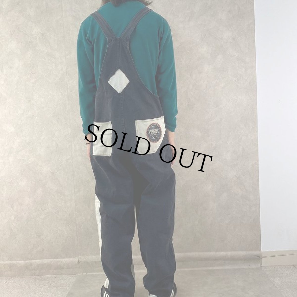 画像5: MASTIK WORLDWIDE USA製 ハンドペイント 2トーンオーバーオール XL (5)