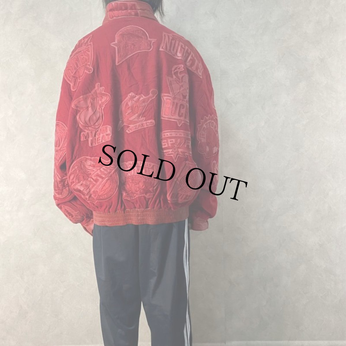 画像4: 90's JEFF HAMILTON "NBA ALL STAR" レザーパッチ ウールジャケット (4)