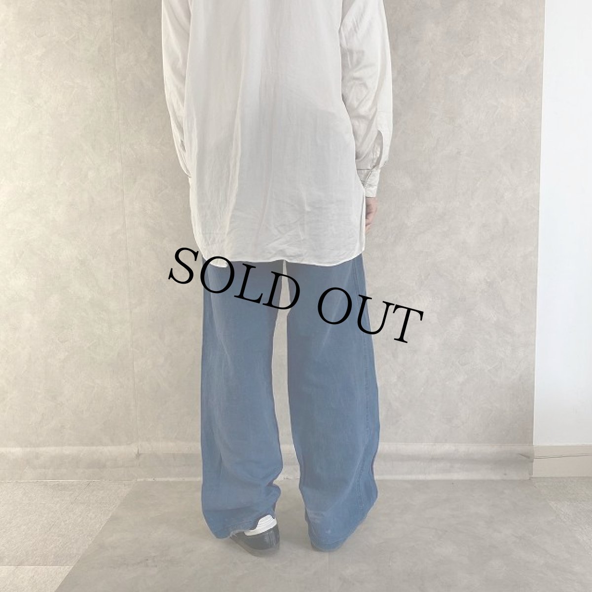 画像4: 20〜30's French インディゴリネンワークパンツ W34 (4)