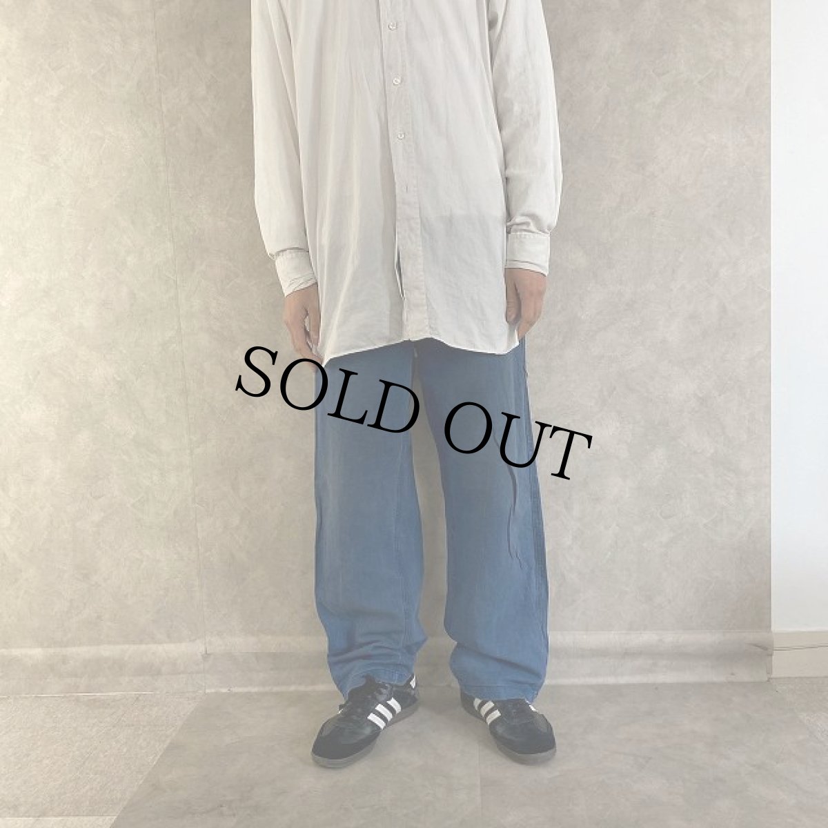 画像2: 20〜30's French インディゴリネンワークパンツ W34 (2)