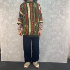 画像2: 90's COOGI 3D柄織り コットンニットセーター 3X (2)