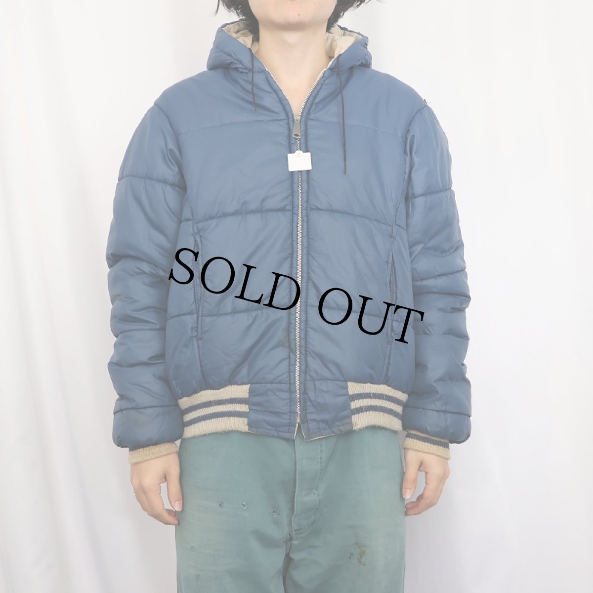 画像3: 70's 中綿入り リバーシブル キルティングジップパーカー (3)