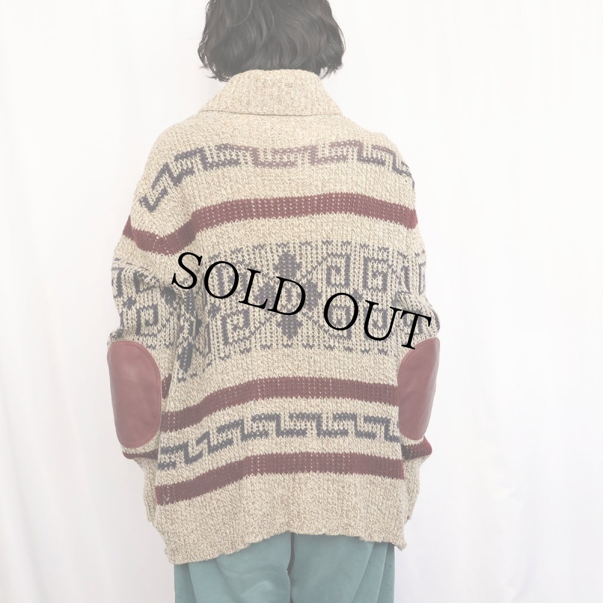 画像3: 70's PENDLETON USA製 エルボーパッチ付き ウールニットジップジャケット L (3)