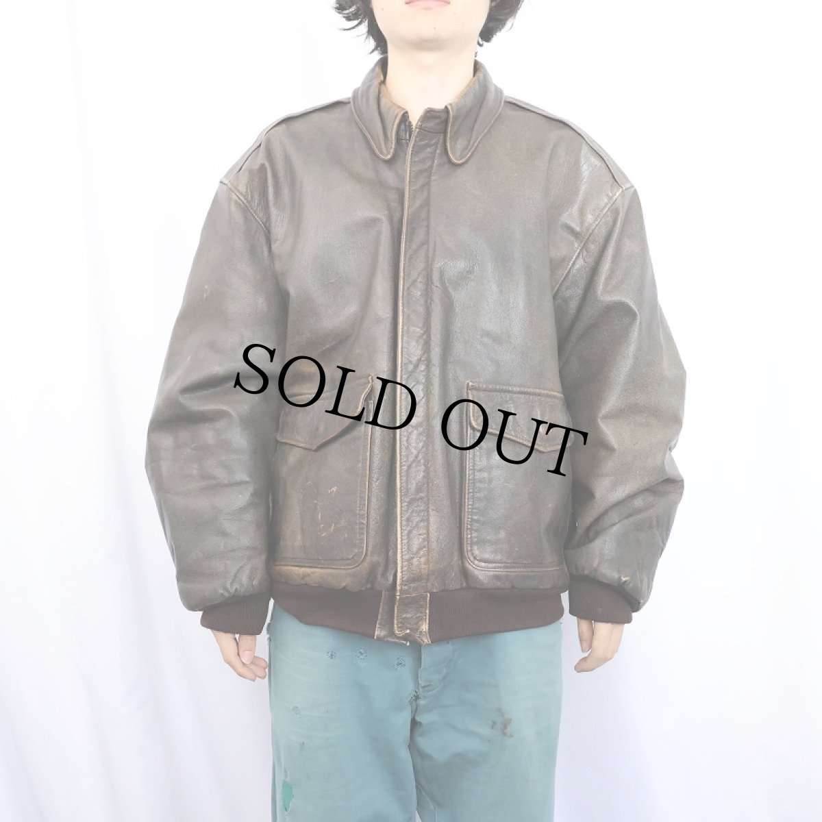 画像2: 80's L.L.Bean USA製 "A-2 TYPE" フライトレザージャケット BROWN L (2)