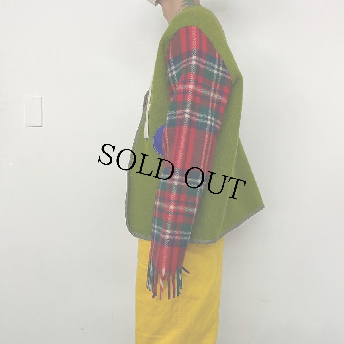 画像3: VINTAGEファブリック フェルトパッチ付き リメイクジャケット (3)