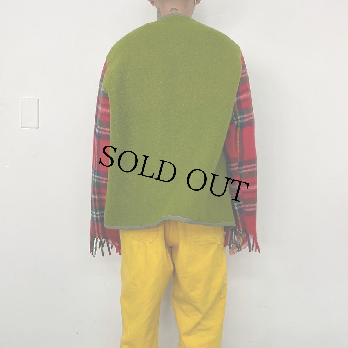 画像4: VINTAGEファブリック フェルトパッチ付き リメイクジャケット (4)