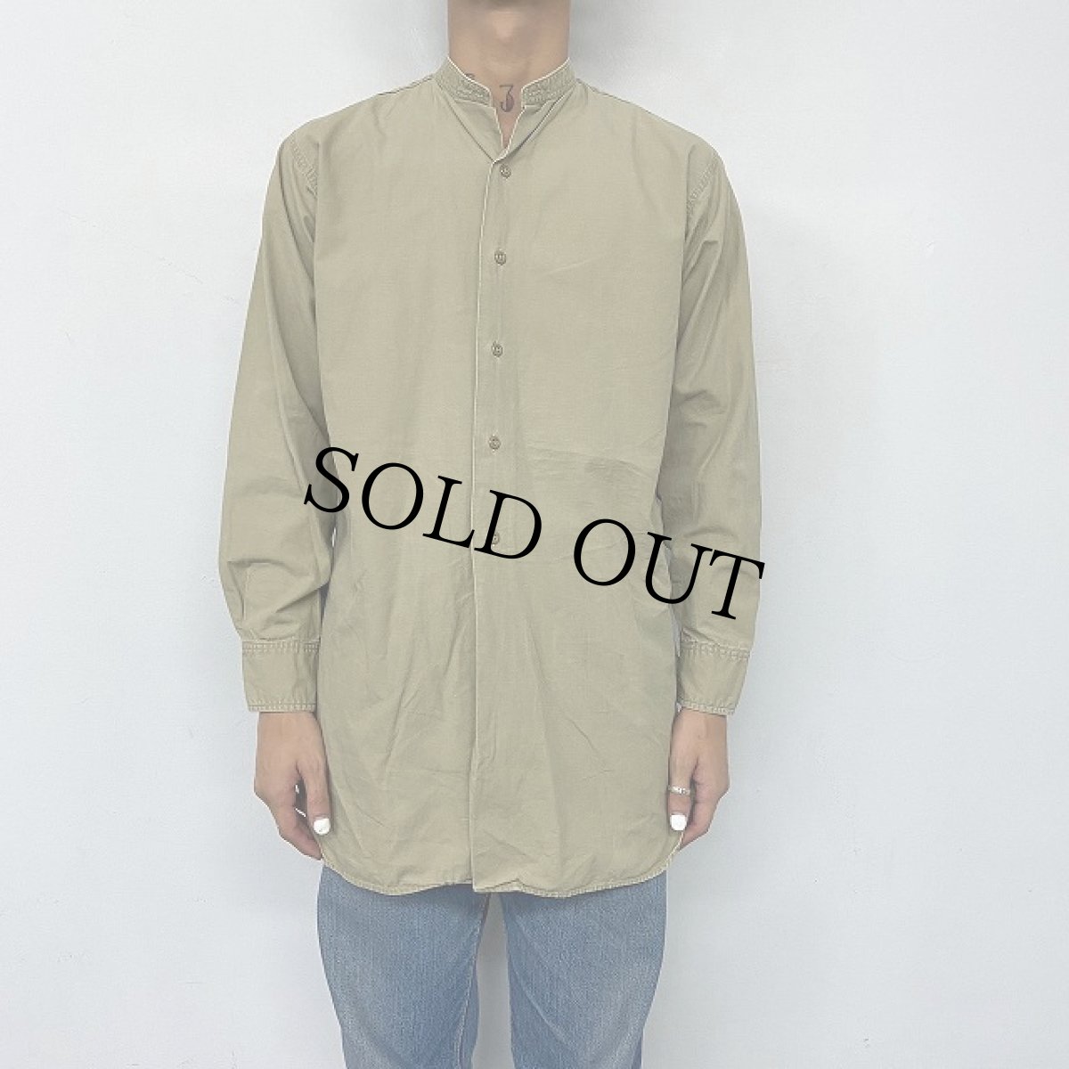 画像3: 60's British Army Khaki No2 Dress Shirts 14 1/2 (3)