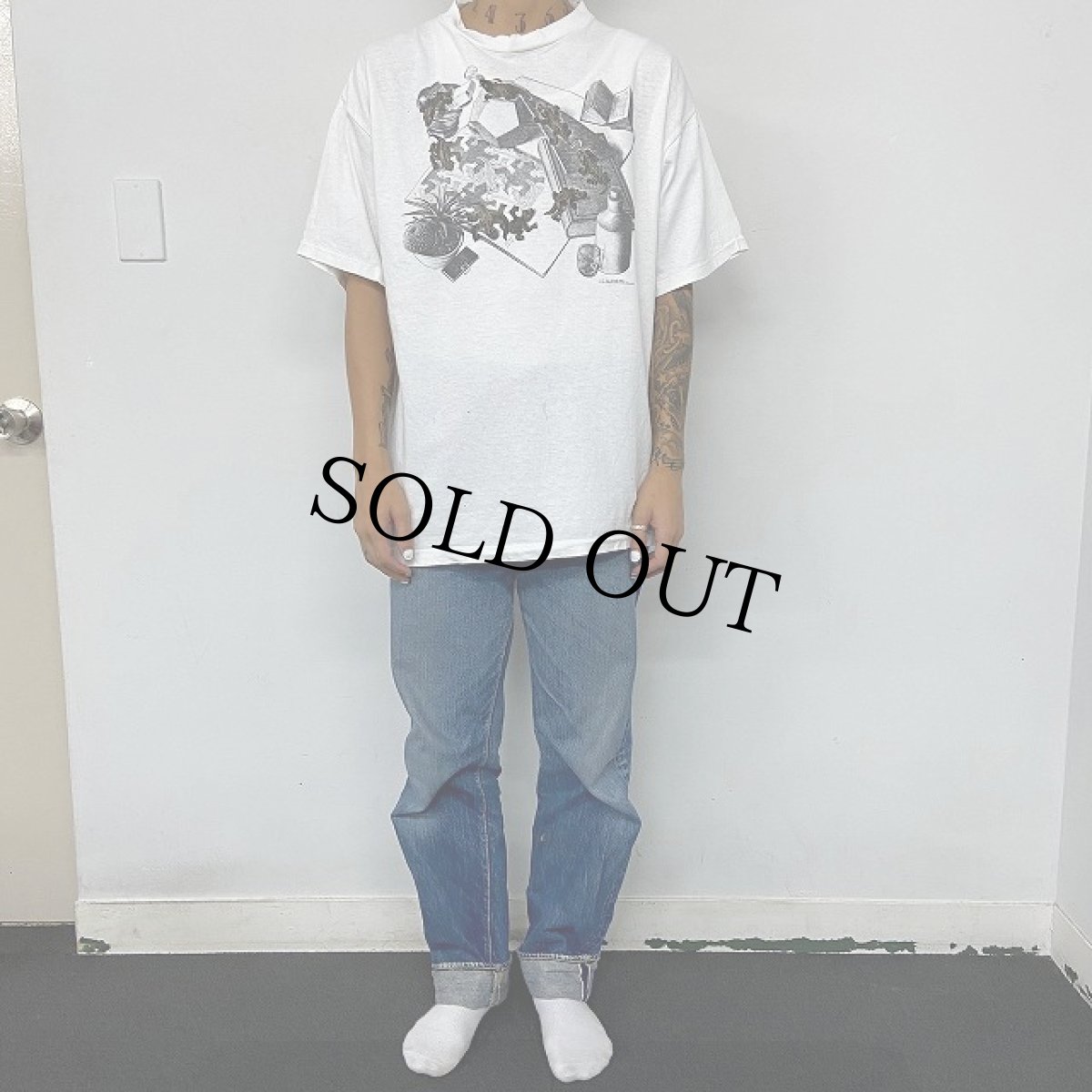 画像2: 90's M.C. Escher USA製 騙し絵アートTシャツ XL (2)