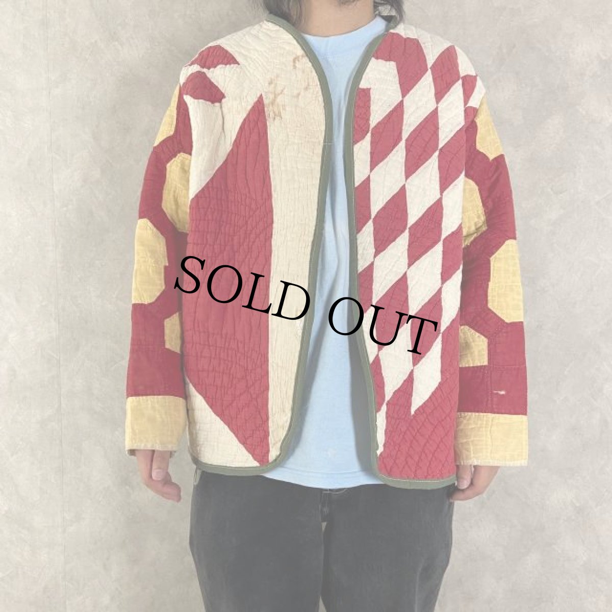 画像3: VINTAGEファブリック パッチワーク キルティングジャケット (3)