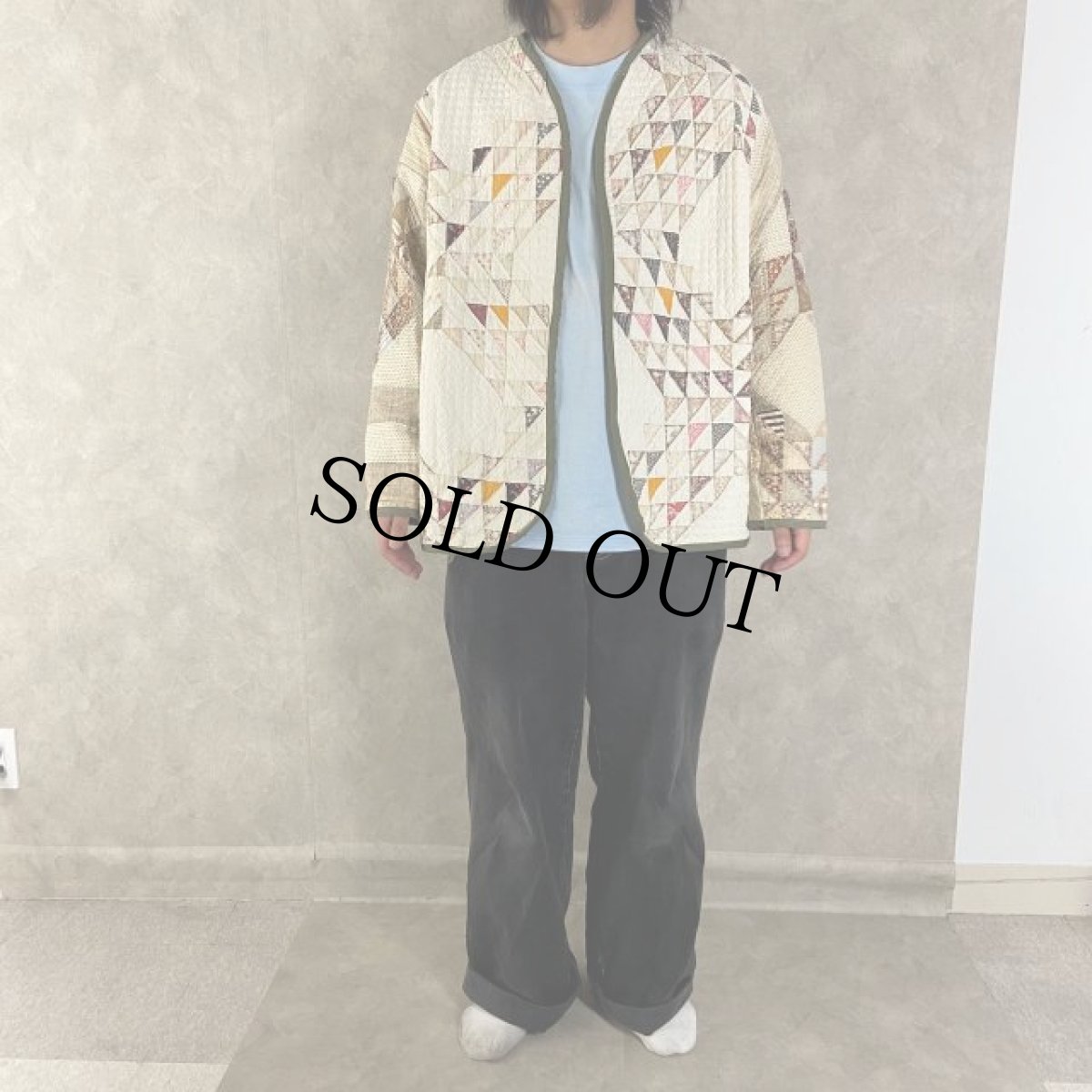 画像2: VINTAGEファブリック パッチワーク キルティングジャケット (2)