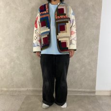 画像2: VINTAGEファブリック パッチワーク キルティング切り替えジャケット (2)