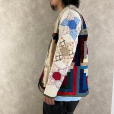 画像4: VINTAGEファブリック パッチワーク キルティング切り替えジャケット (4)