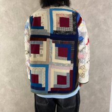 画像5: VINTAGEファブリック パッチワーク キルティング切り替えジャケット (5)