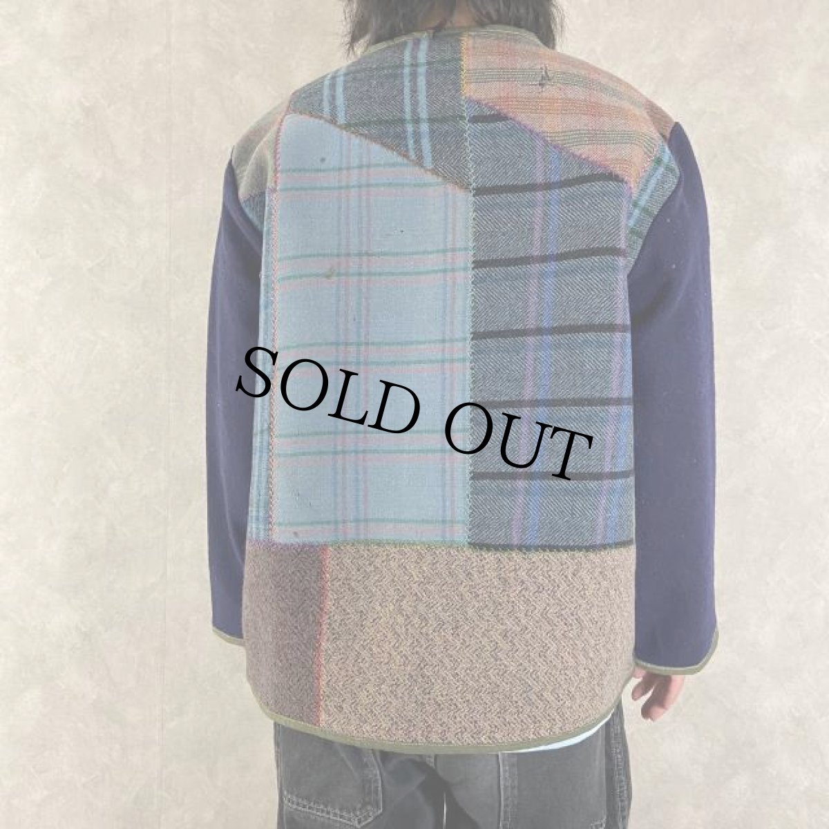 画像5: VINTAGEファブリック パッチワーク ウールジャケット (5)