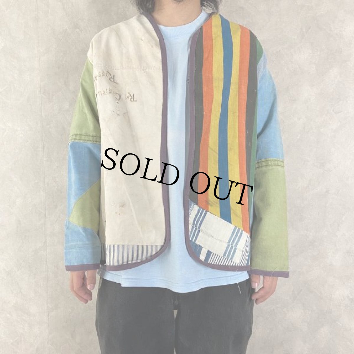 画像4: VINTAGEファブリック パッチワーク コットンジャケット (4)