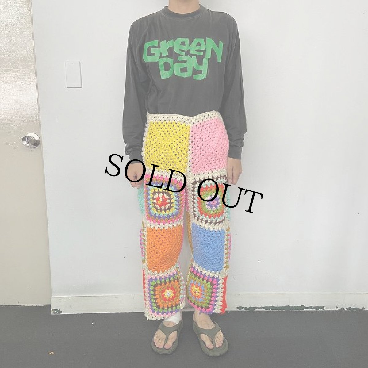 画像3: ハンドメイド グラニーニットパンツ W39 (3)