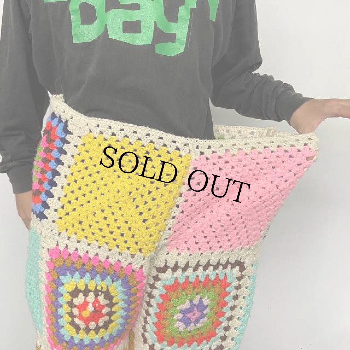 画像7: ハンドメイド グラニーニットパンツ W39 (7)