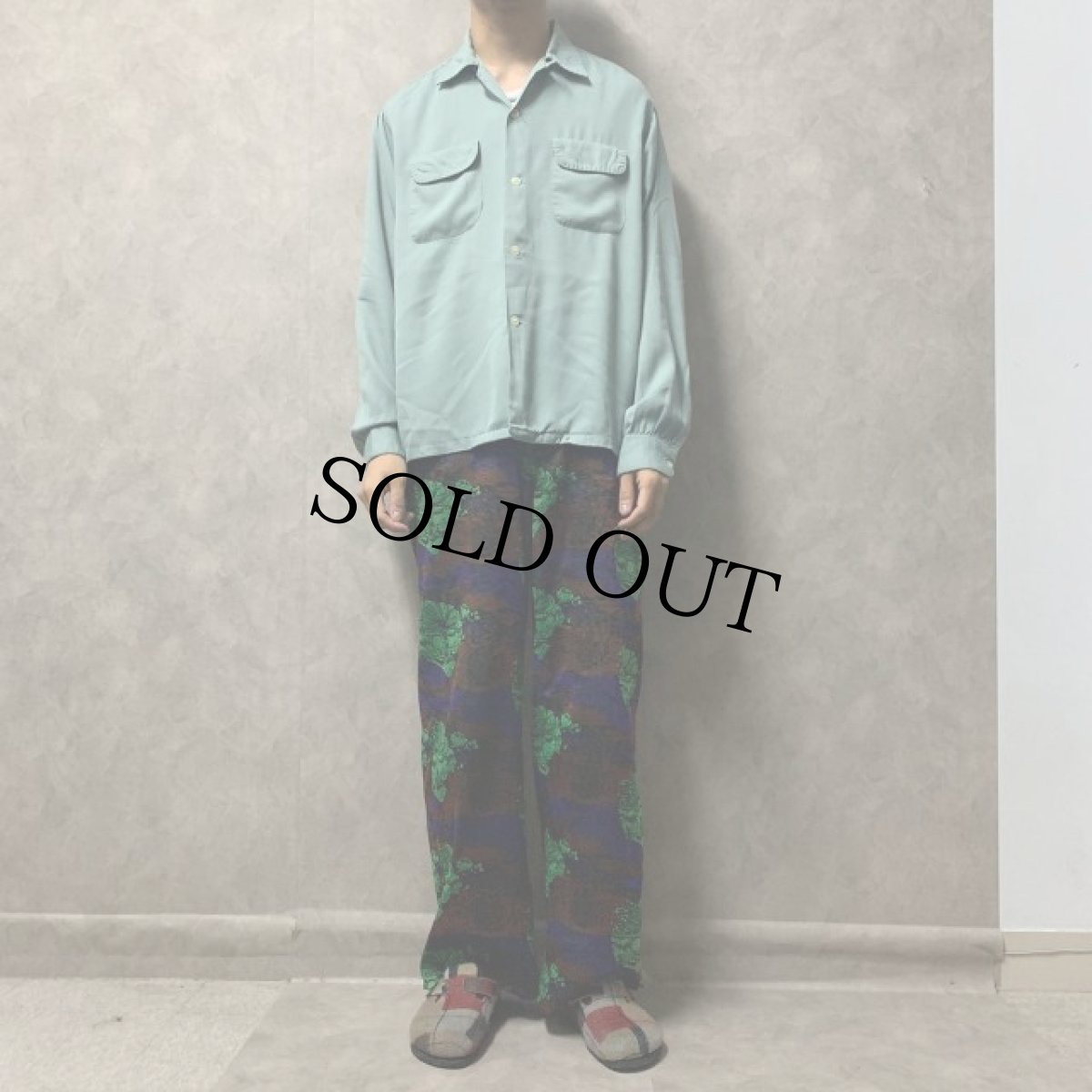 画像2: 50's PENNEY'S TOWNCRAFT レーヨンギャバジン 開襟シャツ 16-16 1/2 (2)