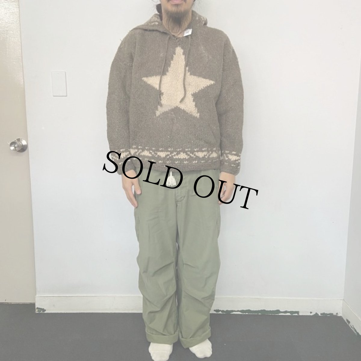 画像2: Bolivian Imports by Lucy 星柄 ウールニットパーカ XL (2)