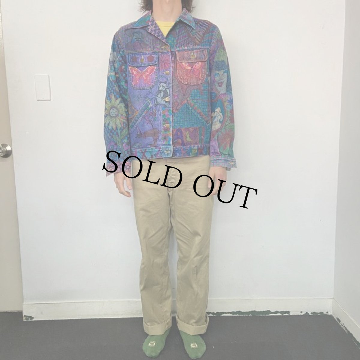 画像3: ハンドペイント 裏地付きデニムジャケット M (3)