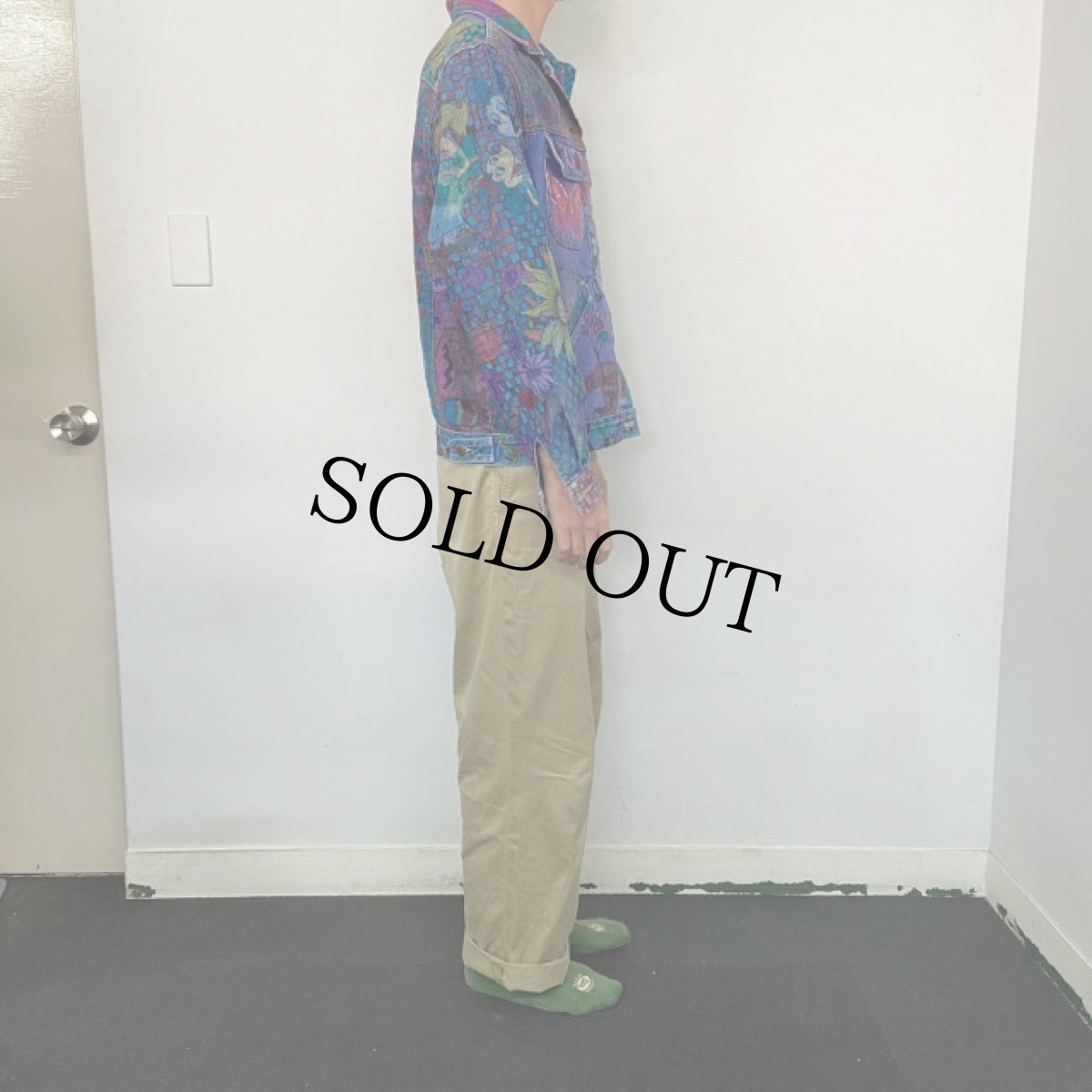 画像4: ハンドペイント 裏地付きデニムジャケット M (4)