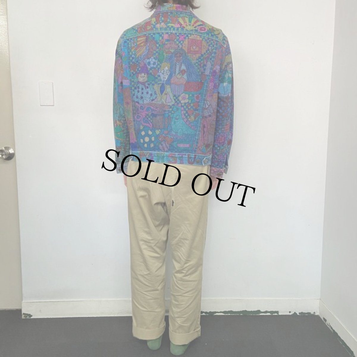 画像5: ハンドペイント 裏地付きデニムジャケット M (5)