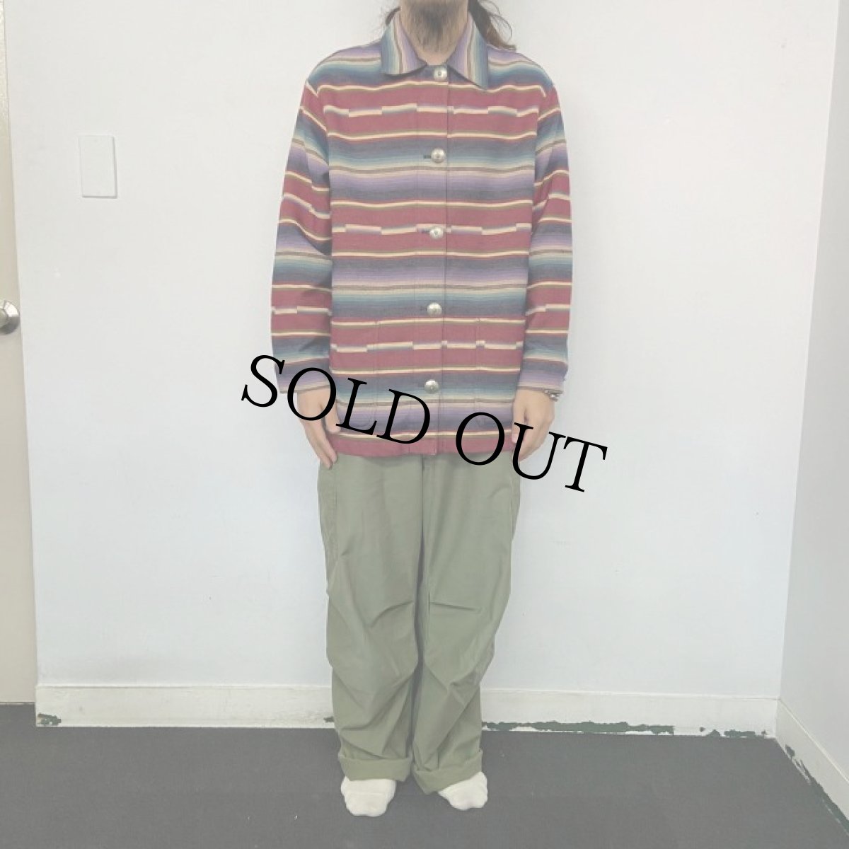 画像2: 90's LAUREN Ralph Lauren USA製 ネイティブ柄 コットンポリジャケット L (2)