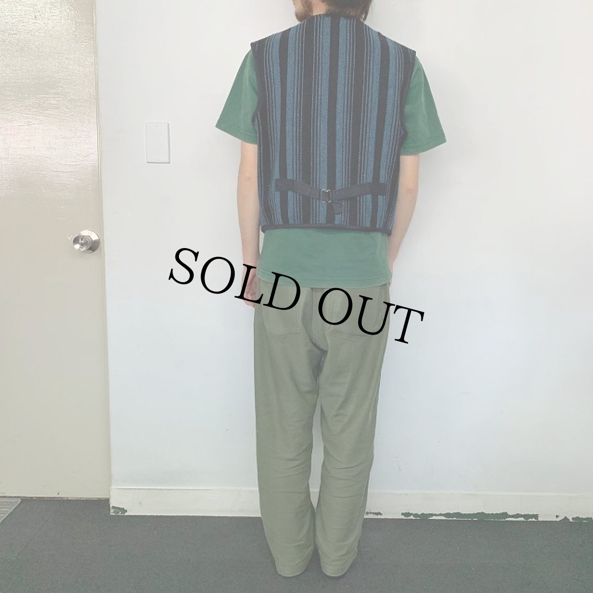 画像4: Ralph Lauren RRL 三ツ星 ウールリッチTYPE ランダムストライプ ラグベスト M (4)