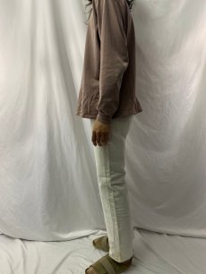 画像3: KAPITAL 刺し子デザイン シンチバック付き ホワイトデニムパンツ W29 (3)
