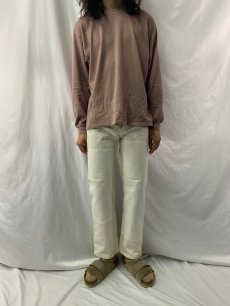 画像2: KAPITAL 刺し子デザイン シンチバック付き ホワイトデニムパンツ W29 (2)