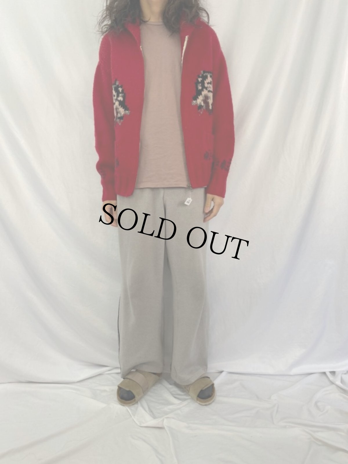 画像2: 80's "ウルフパターン" カウチンニットジャケット (2)